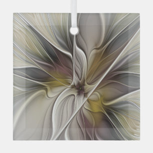 Ornement En Verre Fractal floral, fleur de fantaisie aux couleurs de
