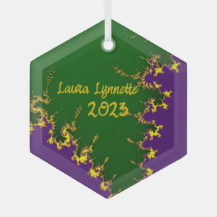 Ornement En Verre Fractal Mardi Gras Tree