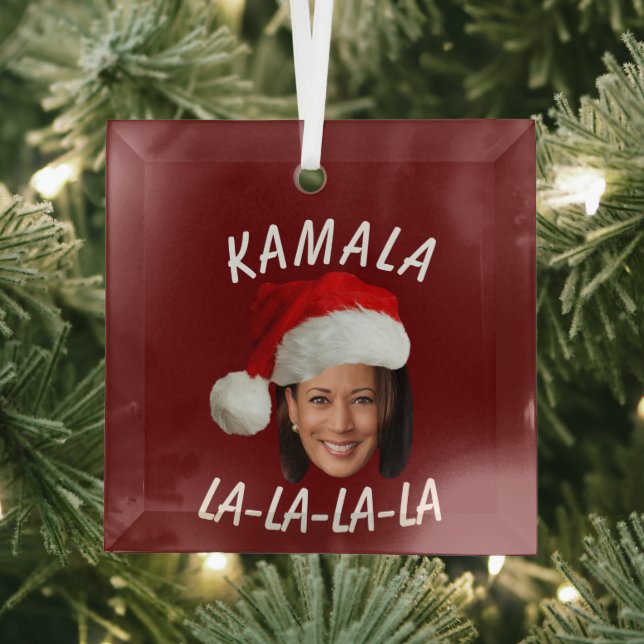 Ornement En Verre Funny Kamala Harris Face Santa Hat Noël (Insitu)