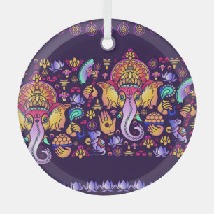 Ornement En Verre Ganesh Hindu God : Festive sans fil