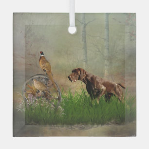 Ornement En Verre German Shorthaired Pointers (GSP)