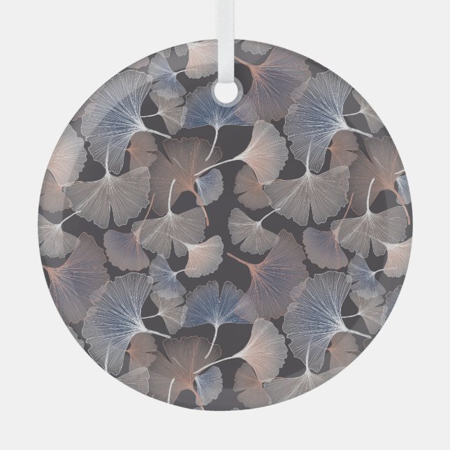 Ornement En Verre Ginkgo feuilles : élégant motif naturel. (Recto)
