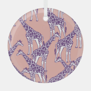 Ornement En Verre Giraffe Zones colorées Vintage Safari Illustration