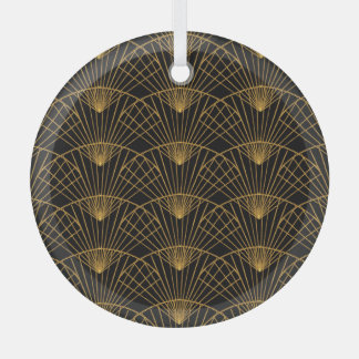 Ornement En Verre Glamour Art Déco : Ventilateur D'Or.