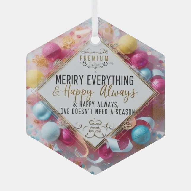 Ornement En Verre Glass Hexagon Ornament – Premium Holiday Décor (Recto)