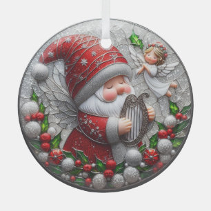 Ornement En Verre Gnome de Noël mignonne et un ange en verre de fer