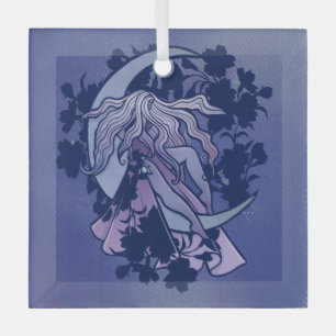 Ornement En Verre Goddess de lune violette Wiccan Triple Moon Symbol