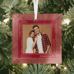 Ornement En Verre Gold et Red Photo