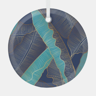 Ornement En Verre Golden Banana Leaf : Motif de luxe.