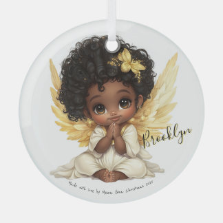 Ornement En Verre Golden Grace: A Prayerful Angel Child