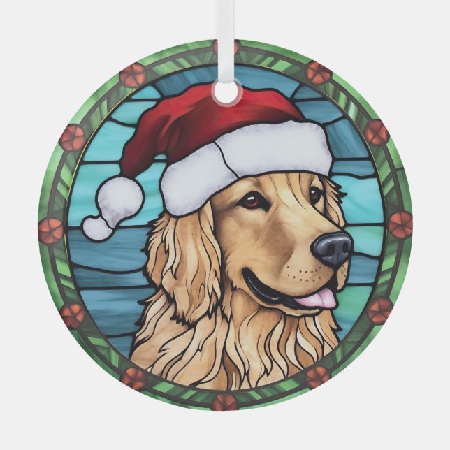 Ornement En Verre Golden Retriever Stainverre Noël (Recto)