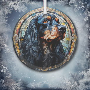 Ornement En Verre Gordon Setter Chien Mosaic Stainic