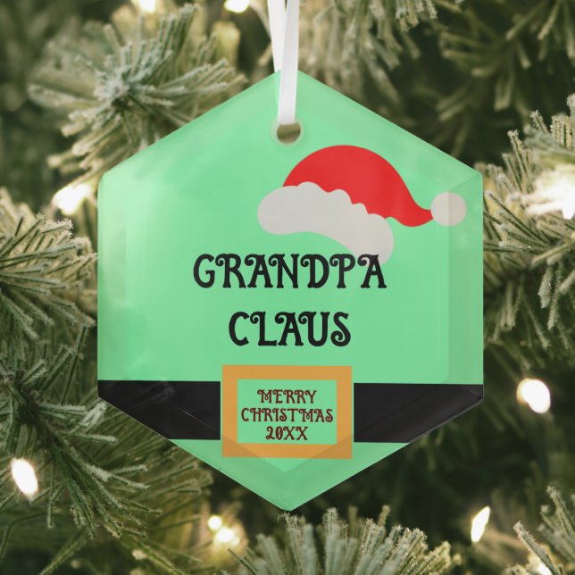 Ornement En Verre Grandpa Claus imprimé Grandpa personnalisé (Insitu)