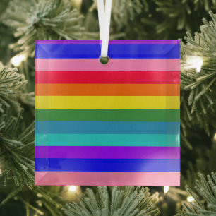 Ornement En Verre Gras traits arc-en-ciel