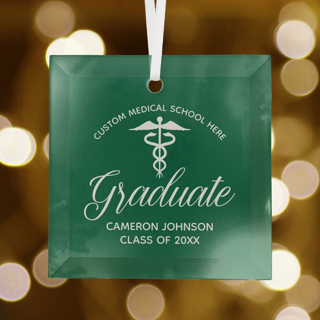 Ornement En Verre Green Médicale School Graduation Christmas (Créateur téléchargé)