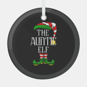 Ornement En Verre Groupe de Noël de la famille Elf Tante