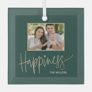 Ornement En Verre Happiness Editable Color Custom Photo Ornament