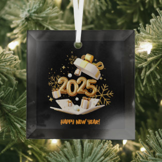 ORNEMENT EN VERRE HEUREUX NOUVEL AN 2025 ORNAMENT