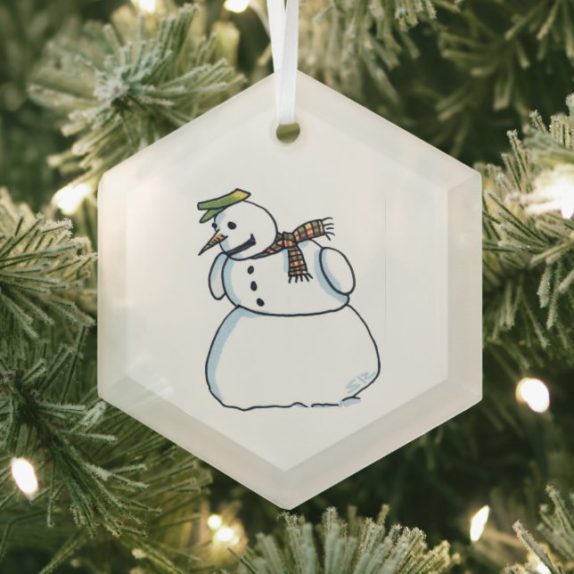 Ornement en verre hexagonal bonhomme de neige (Insitu)