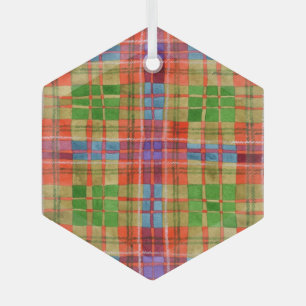 Ornement en verre hexagonal MAC RAE TARTAN