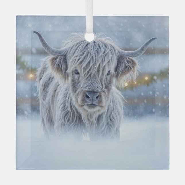 Ornement En Verre Highland Calif in the Snow Country Cute (Recto)