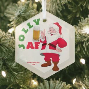 Ornement En Verre Hip Jolly AF drôle bière Boire Père Noël Noël