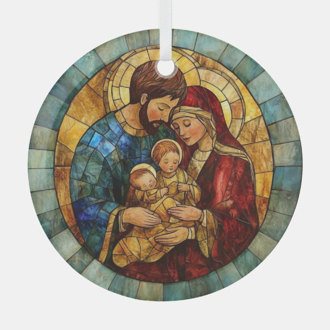 Ornement En Verre Holy Family Nativity Christmas Ornament (Recto)
