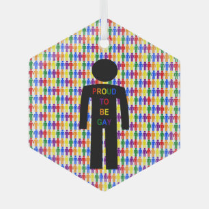 Ornement En Verre Hommes gays LGBTQ Silhouette et arc-en-ciel