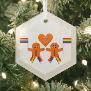 Ornement En Verre Hommes gays Noël Gingpain Couple
