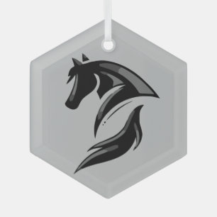 Ornement En Verre Horse ridig Farm Animal Equestrian 