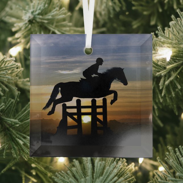 Ornement En Verre Hunter Jumper Horse Noël (Insitu)