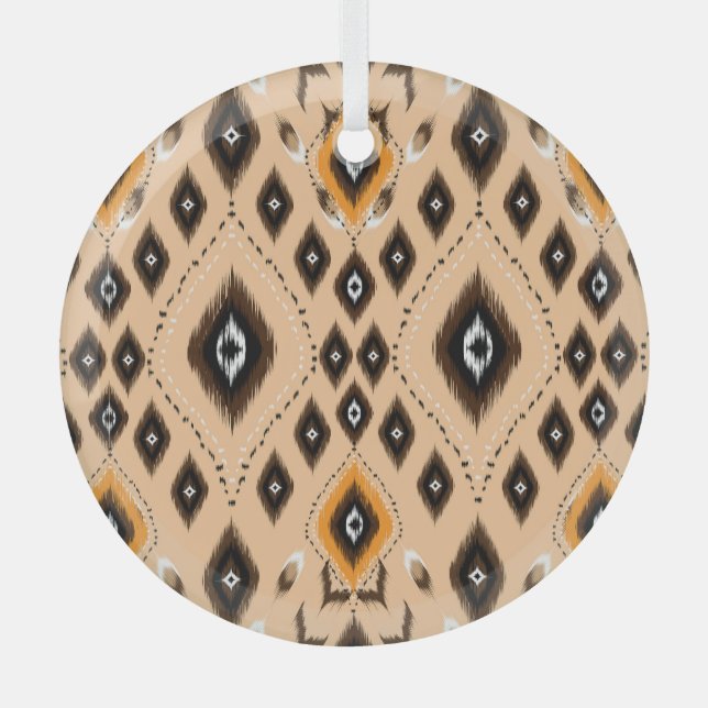 Ornement En Verre Ikat Ethnic Geometry Folklore Motif (Recto)