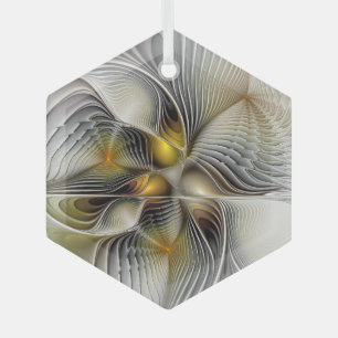 Ornement En Verre Illusion d'optique abstrait 3D fractal avec profon