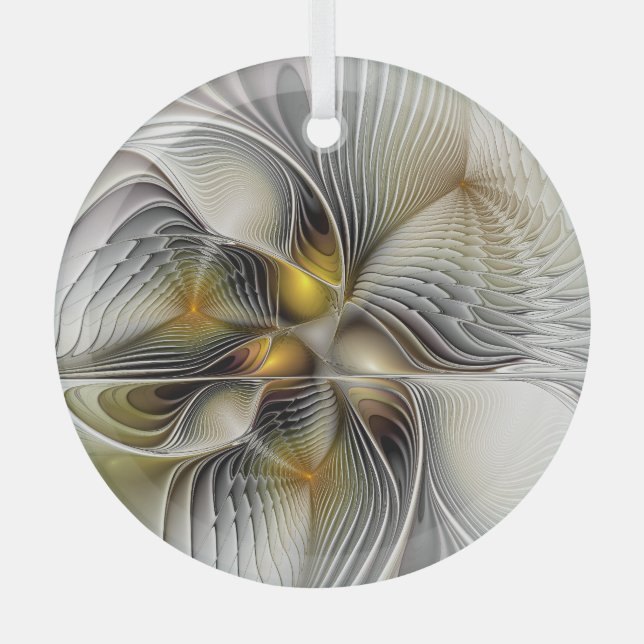 Ornement En Verre Illusion Optique Abstrait 3D Fractal Avec Profonde (Recto)