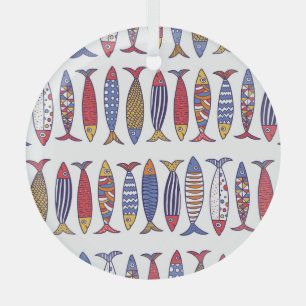 Ornement En Verre Illustration de jolis poissons : fond sans couture