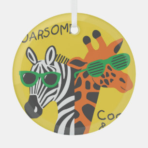 Ornement En Verre Illustration du dessin animé de la cool Zebra Gira