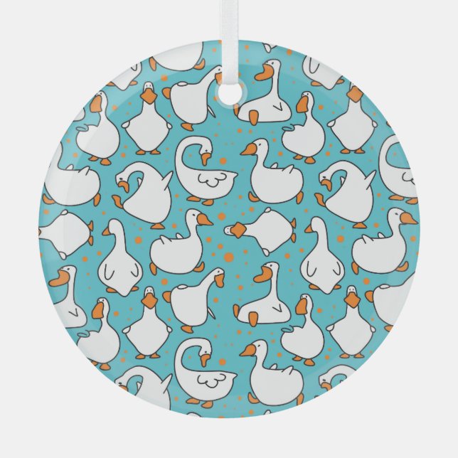 Ornement En Verre Illustration Vintage amusante d'Oie de dessin anim (Recto)