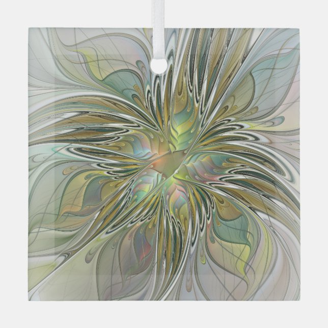 Ornement En Verre Imaginaire Floral Fleur Art Fractal Moderne Avec O (Recto)