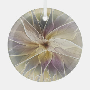 Ornement En Verre Imaginaire Floral Gold Eggplant Art Fractal Abstra