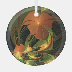 Ornement En Verre Imaginaire Plante Abstrait rouille verte Brown fra