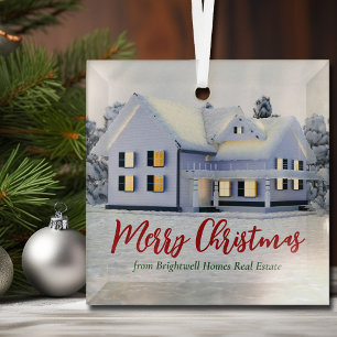 Ornement En Verre Immobilier personnalisé Business Home Realer Noël