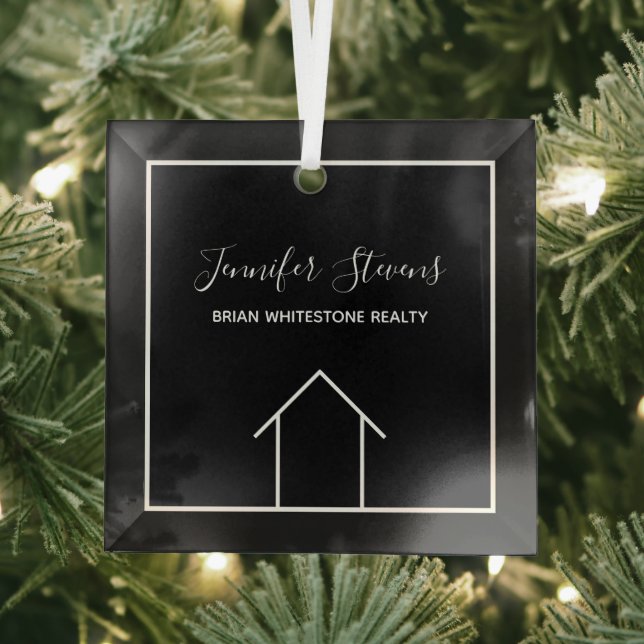 Ornement En Verre Immobilier Société Moderne Personnalisé Chic Noël (Insitu)