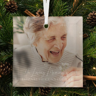 Ornement En Verre In Love Memory Modern Elegant Photo Memorial