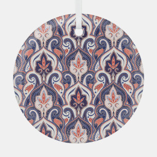 Ornement En Verre Indian Paisley : Médaillon Floral Sans Seamless.