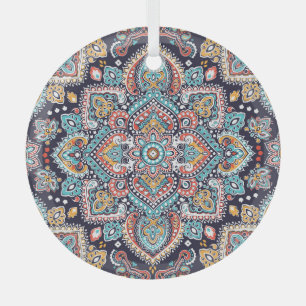 Ornement En Verre Indian Paisley : Motif ethnique mandala