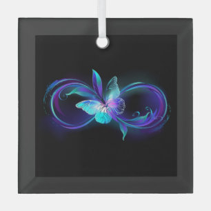 Ornement En Verre Infinité brillante avec papillon magique