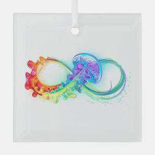 Ornement En Verre Infinity avec Rainbow Jellyfish