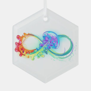 Ornement En Verre Infinity avec Rainbow Jellyfish
