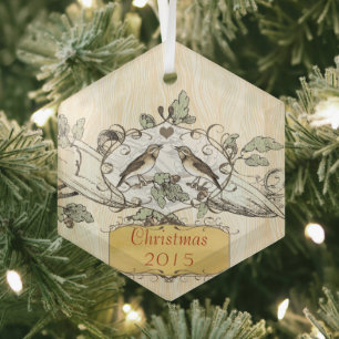 Ornement En Verre Inséparables Vintages de Noël