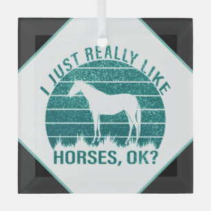 Ornement En Verre J'aime vraiment beaucoup les chevaux en vert marin